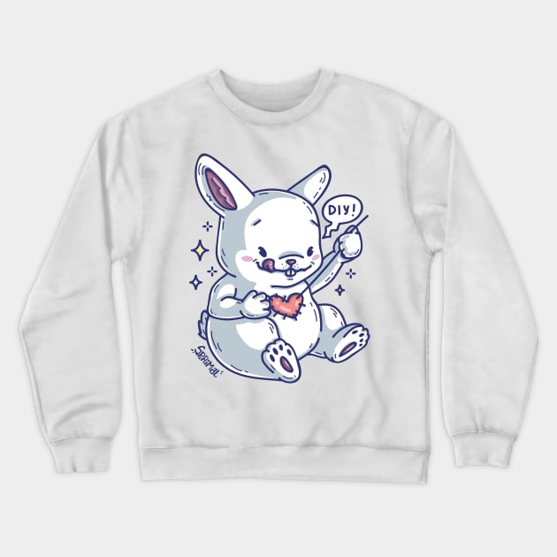 Bunny rabbit patching up the heart saying DIY Crewneck Sweatshirt by SPIRIMAL